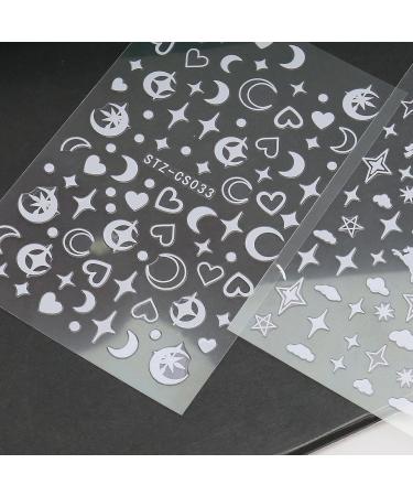 Be In Your Mind 8 Sheets Nail Art Stickers Decals Self-Adhesive Metallic Line Curve Stripe Moon Star Clould Love Heart Patterns DIY Nail Decoration Supplies for Home Use and Nail Salon - Buy Online on GoSupps.com