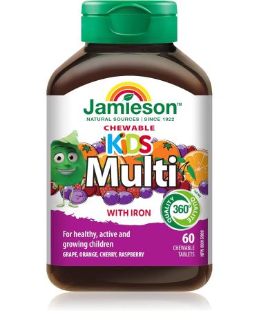 Jamieson Chewable Probiotic 2 Billion Active Cells - Natural Strawberry Flavour & 100% Complete Kids Chewable Multi 60 Tablets Chewable Tablets+ Kids - Buy Online on GoSupps.com