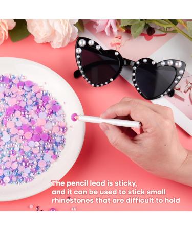 Astaron 50g Mixed Flat Back Rhinestones & Half Pearls for Nail Art Crafts & Decor - Pink-Purple - 3mm to 10mm - Buy Online on GoSupps.com