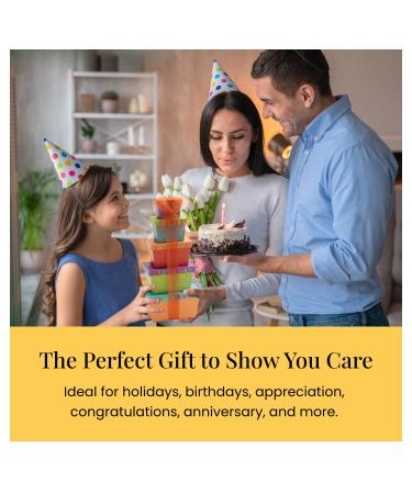 Broadway Basketeers Gourmet Food Gift Basket Tower for Birthdays - Curated Snack Box with Sweet and Savory Treats - Perfect Birthday Presents for Men, Women, Mom, Dad, and Families - Buy Online on GoSupps.com