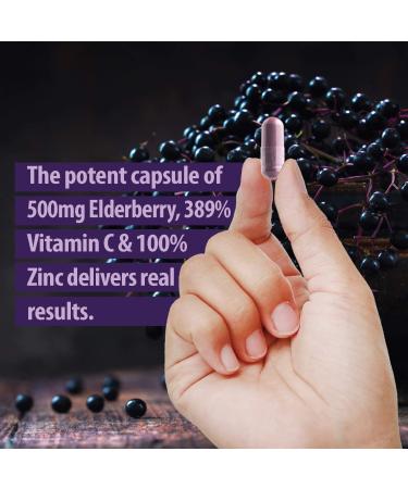 Sambucus Elderberry Zinc Vitamin C Supplement - Immune Support for Adults - 2 Month Supply - Buy Online on GoSupps.com