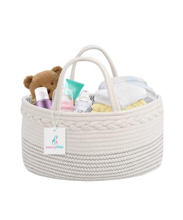 Luxury Little Baby Diaper Caddy Organizer - Rope Nursery Storage Bin for  Boys and Girls - Large Tote Bag & Car Organizer with Removable Inserts -  Baby Basket - Newborn Registry Must Haves.