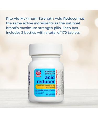 Rite Aid Acid Reducer Maximum Strength Famotidine Tablets 20mg - 170 Count | Heartburn Relief & Acid Reflux Treatment - Buy Online on GoSupps.com