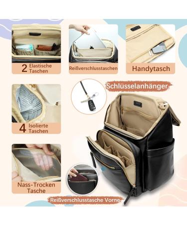 Miss Fong Baby Wrap Backpack | Multi-Functional Leather Diaper Bag with Organizer & Pram Hook - Black - Buy Online on GoSupps.com