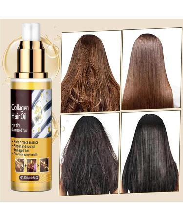 SVBPIUGF 3 Pieces Collagen Repair Hair Essential Oil Collagen Deep Hydration Treatment Hair Oil Hair Serum for Frizzy and Damaged Hair - Buy Online on GoSupps.com