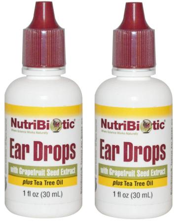 NutriBiotic Ear Drops with Grapefruit Seed Extract and Tea Tree Oil (Pack of 2) 1 Oz Each