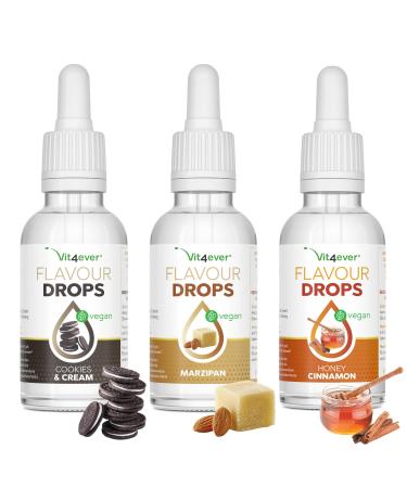 Flavor drops 3x 50ml - Bundle Winter Dream 2 - Flavdrops taste without calories - taste (cookies & cream + marzipan + honey cinnamon) Winter Dream 2 50 ml (3 Pack)