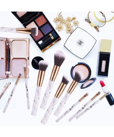 Nevsetpo Marble Makeup Brushes Set - 10+2pcs Marble Pink Brushes for Girls | Synthetic Foundation, Eyeshadow, Contour, Kabuki | Includes Sponge & Silicone Facial Brushes | Marble White - Pack of 1 - Buy Online on GoSupps.com