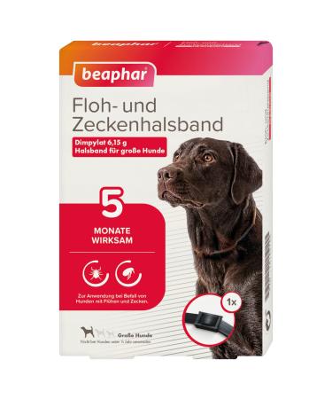 Beaphar - flea and tick collar - 6.15 g / 41 g collar for large dogs - 5 months effective - against ticks and fleas - adjustable - band length 65 cm - black flea and tick collar large