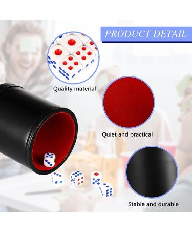 Skylety 6-Piece PU Leather Dice Cups Set with 30 Dices - Red Leatherette Felt Lining for Craps Farkle Game - Buy Online on GoSupps.com