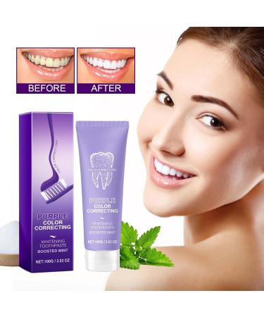 Purple Whitening Toothpaste Violet Teeth Whitening Oral Cleaning Toothpastes For Teeth Whitening Color Corrector Serum Included Teeth Whitening Booster (1) - Buy Online on GoSupps.com