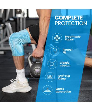 Buy Welnove Knee Brace Sleeves for Pain Relief - Compression Support with Stabilizers & Gel Pad | 2 Pack Blue Large for Men & Women - Ideal for Workouts Running & Climbing - Buy Online on GoSupps.com