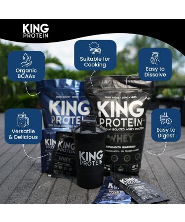 KING Protein Clean Whey Isolate Protein Powder Unflavored | 27g per Serving w/Organic BCAA | Pre-Post Training | 100% Natural | No Carbs | Preservatives & GMO Soy and Gluten Free | 30 Servings - Buy Online on GoSupps.com