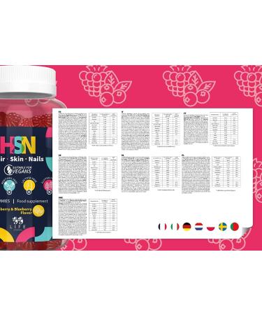 99Life | Hair Nail and Skin Gummies Without Sugars and Additives | Food Supplement with Vitamins A C D E B6 B12 Biotin Folic Acid and Zinc | 100% Vegan | 60 Gummies - Buy Online on GoSupps.com