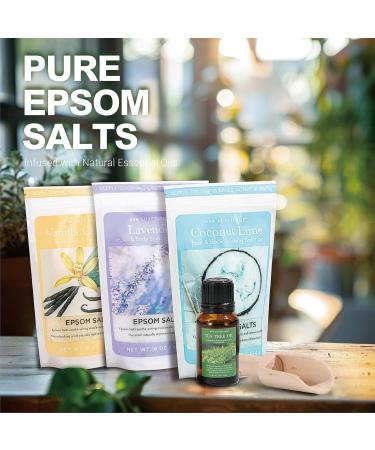Spa Luxetique Bath Salts for Women 3 x 454g(16oz) Bath Salts Set Epsom Salts for Soaking with Tea Tree Oil and Wooden Spoon Lavender Vanilla Coconut Lime Nourishing Daily Use Bathing Spa Gifts for Birthday Christmas - Buy Online on GoSupps.com