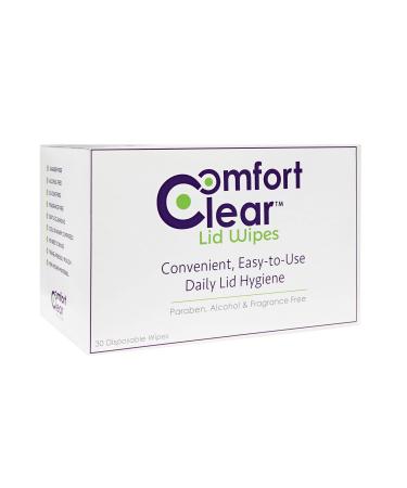 ComfortClear Eyelid Wipes for Daily Lid Hygiene and Eye Makeup Removal (Includes 30 Disposable Gentle Cleansing Wipes)