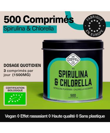Organic Spirulina and Chlorella | 500 Tablets | 1500 mg per dose | Algae Spirulina and Chlorella Algae | No Additives - Soothing Effect - Detox | Organic Vegan Protein - Plastic Free - Buy Online on GoSupps.com