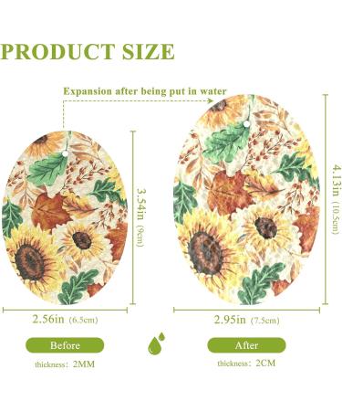 3-Pack Cleaning Kitchen Sponges Oval Sunflowers Autumn Maple Leaves Kitchen Cellulose Dishwashing Wood Pulp Cotton - Buy Online on GoSupps.com