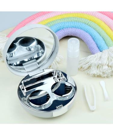 2-Piece Mini Contact Lens Container Set | Portable Travel Case with Mirror - Rose Gold & Silver - Buy Online on GoSupps.com