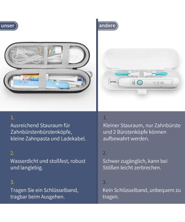 Reisetui Electric Toothbrush Case for Oral-B & Sonicare - Portable Hard Shell Travel Storage (Black/Silver) - Buy Online on GoSupps.com