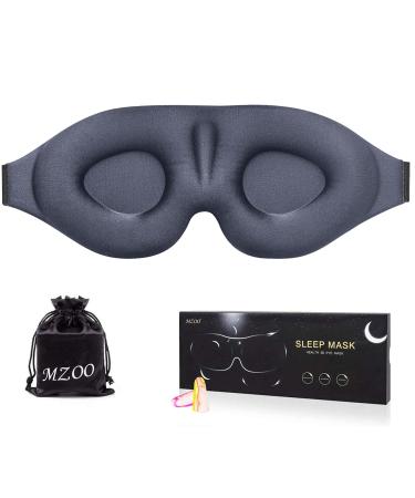MZOO Sleep Eye Mask for Men Women, 3D Contoured Cup Sleeping Mask & Blindfold, Concave Molded Night Sleep Mask, Block Out Light, Soft Comfort Eye Shade Cover for Travel Yoga Nap, Silver Gray