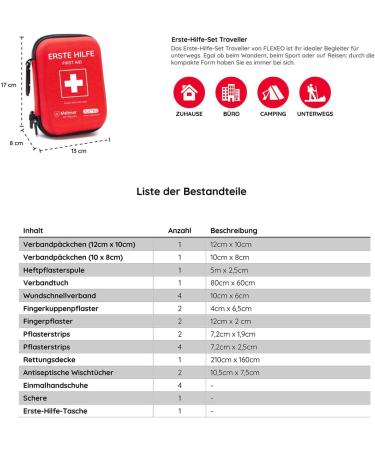 First Aid Set for Outdoor Activities | Travel Kit DIN 13167 for Hiking Camping Motorcycle & Bicycle Emergencies Portable First Aid Solution - Buy Online on GoSupps.com