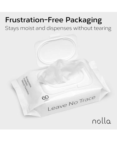 Nolla Flushable Wipes - 100% Plant-Based, Plastic-Free, Biodegradable - Unscented with Aloe & Vitamin E - Septic & Sewer Safe - 360 Count (6 Packs of 60) - Buy Online on GoSupps.com