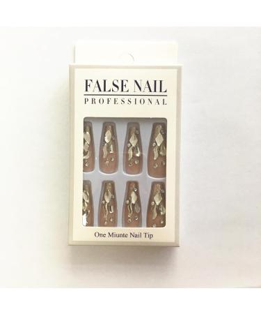 24Pcs False Nails rtificial Full Nail Tips Rhinestone Decor Nail Art with Design Press on Nails with Adhesive Tab for Women and Girls - Buy Online on GoSupps.com