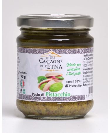 Le Tre Castagne dell'Etna Pistachio pesto - with 50% real pistachios - Sicilian artisanal product - 190 g - Les Trois Ch nes de l'Etne