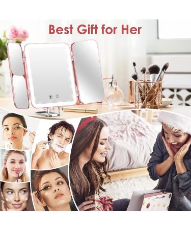 TOKSO Lighted Makeup Mirror - Rechargeable, 72 LED Lights, 1X 3X 10X Magnification, Touch Control, Trifold, Portable LED, Rosegold - Perfect Travel Vanity Mirror Gift - Buy Online on GoSupps.com
