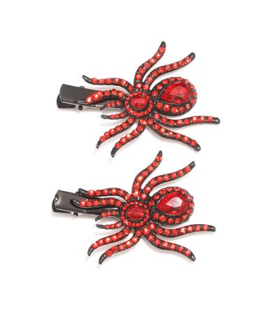 Halloween Sparkle Crystal Spider Hair Clips - Rhinestone Insect Barrette for Costume Dress-up in Red - Buy Online on GoSupps.com