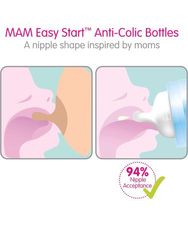 MAM Easy Start Anti-Colic Bottle 9oz (2 count) MAM Baby Bottle with Medium Flow Nipple Breastfed Baby Feeding Essentials Boy ( Packaging May Vary ) boy Anti-Colic Bottle(2 count) - Buy Online on GoSupps.com