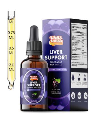 Liver Support Liquid Drops Supplement | TUDCA Drops Liver Cleanse & Detox with Milk Thistle, NAC, Dandelion, Artichoke & Glutathione for Detox, Bile Flow, and Digestive Health | Vegan & Non-GMO | 60ML