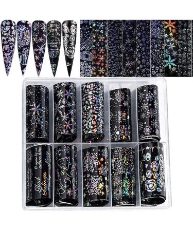 10roll/set Holographic Nail Art Xmas Tree Snowmen Christmas Nail Decals Nail Stickers Snowflake - Buy Online on GoSupps.com