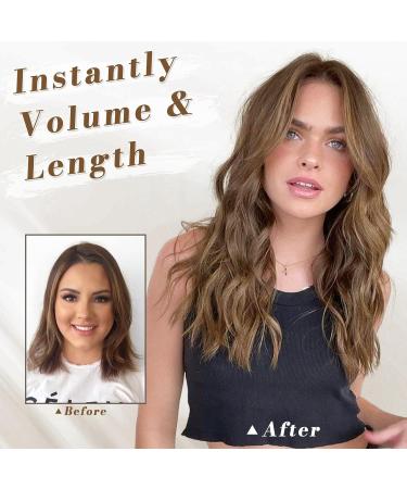 BARSDAR Clip In Extensions - 5 PCs Long Wavy Synthetic Hair Thick & Natural Dark Brown Mix Auburn 50 cm for Women & Girls - Buy Online on GoSupps.com