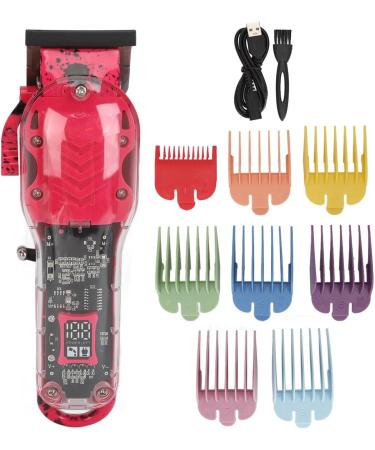 Mini Transparent Barber Clipper Professional Digital Ergonomic Curved Electric Hair Clipper with LED Display for Salon (Red) - Buy Online on GoSupps.com
