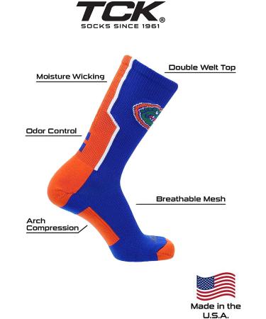 TCK University of Florida Gators Socks - Perimeter Crew, Royal/Orange/White, Medium - Buy Online on GoSupps.com