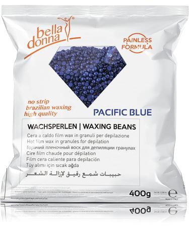 Bella Donna "Pacific Blue" Wax Pearls for Stripless and Painless Hair Removal 400g -Flexible and Creamy Formula Pacific Blue 400 g (Pack of 1) Beads