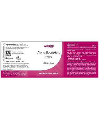 Shop Woscha Alpha Lipoic Acid 500mg - 60 Vegan K-CAPS | International Shipping Available - Buy Online on GoSupps.com
