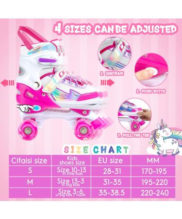 Adjustable Light up Roller Skates for Kids - Black/Pink/Purple - Sizes 10-13C - Ages 4-13 - Buy Online on GoSupps.com