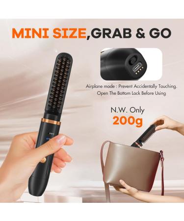 Cordless Hair Straightener Brush - Portable Hot Comb for All Hair Types Negative Ions Travel-Friendly Professional Styling Tool Auto Power Off - Perfect for Women - Buy Online on GoSupps.com