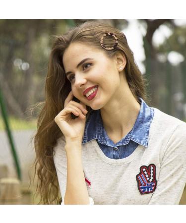 Minkissy Round Hair Clip Minimalist Dainty Hollow Geometric Hair Pin Circle Acrylic for Women Lady (Spotted Coffee) - Buy Online on GoSupps.com
