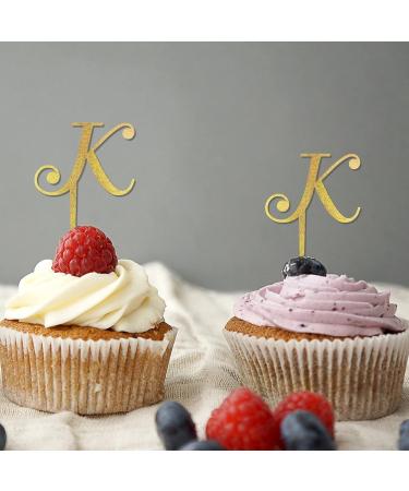 Monogram Letter K Cupcake Toppers Initial Single Letter Name Floral Wreath Retro For Wedding Engagement Cake Decorations Reusable Custom Any Initial Bridal Shower Gifts 6PCS Style-4 - Buy Online on GoSupps.com