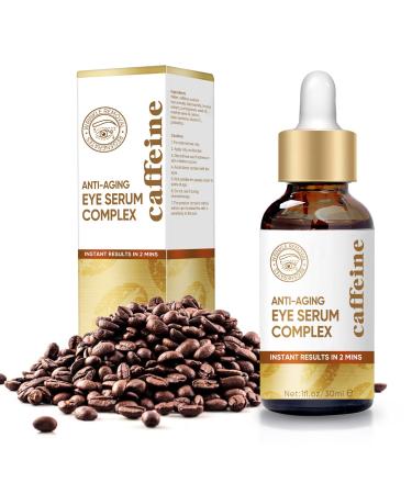 Caffeine Eye Serum  Anti Aging Caffeine Eye Cream with EGCG  Vitamin C  Hyaluronic Acid  Collagen  Caffeine Eye Brightening Serum for Wrinkles  Under Eye Bags  Dark Circles and Puffiness