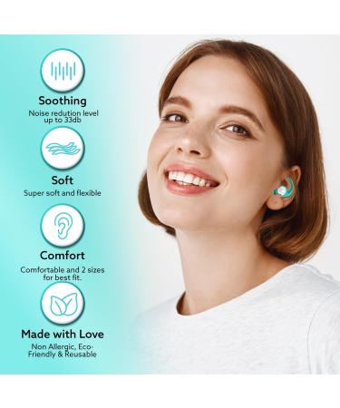 Buy Best Ear Plugs for Sleeping - Noise Cancelling Reusable Travel Case - Silicone Ear Plugs for Concert & Work - 2 Pairs Green - Buy Online on GoSupps.com