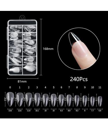 Jaimela 240 Pieces Acrylic Nail Tips - Full Cover Almond & French Designs | 12 Sizes for Gelail Nail Studios & DIY Nail Art - International Shipping Available - Buy Online on GoSupps.com