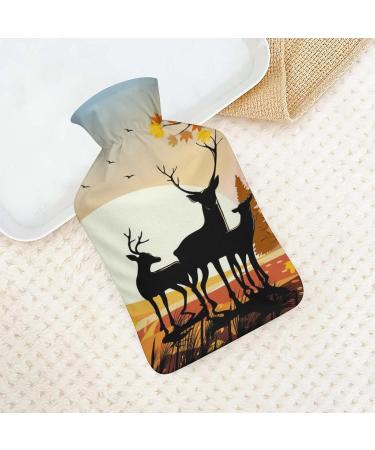 Forest Elk Hot Water Bottle with Plush Cover - Hand Warmer for Adults & Kids | 26.5x15.3cm - International Shipping - Buy Online on GoSupps.com