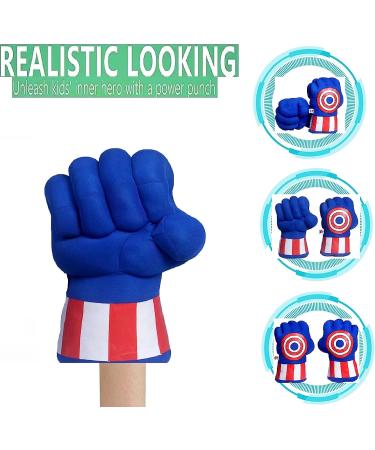 Incredible HOK Superhero Gauntlet Smash Hands Fists Plush Gloves Pair - Green Captain Am Blue Costume - Buy Online on GoSupps.com