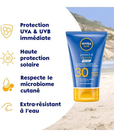 NIVEA Sun Protect & Hydrate Travel Size SPF 30 (1 x 50 ml) 48H Hydration Sun Cream Sun Protection with Pleasant Formula - Buy Online on GoSupps.com