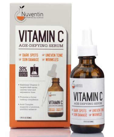 Nuventin Pure Vitamin C Facial Serum Skin Care Anti-Aging Moisturizer Vitamin C Face Booster W/Antioxidants For Dry Skin  Age Spots  Sun Damaged Skin  Wrinkle Repair  & Uneven Skin Tone  1.75 Fl Oz 1.75 Fl Oz (Pack of 1)...